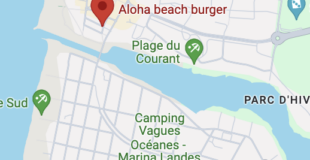 Plan de Mimizan Plage pour repérer l'Aloha Beach Burger